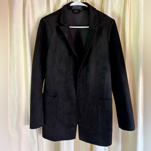 Premise Black Faux Fur Blazer Jacket - Picture 1 of 4